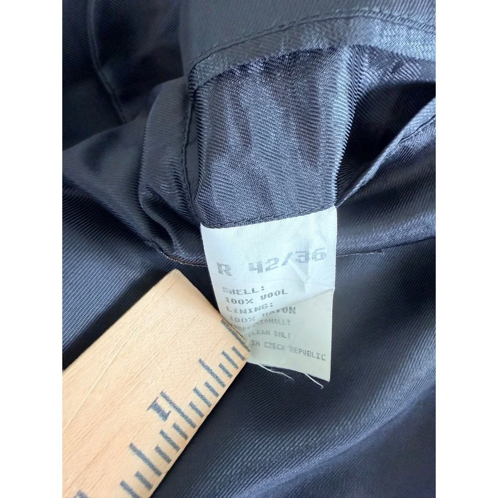 Fenzia Mens Black 100% Wool Tuxedo Suit 42R Jacket 36W Pants Formal Peak Lapel
